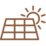 icone 3-1 Icône de panneau solaire et soleil, symbole de conception bioclimatique